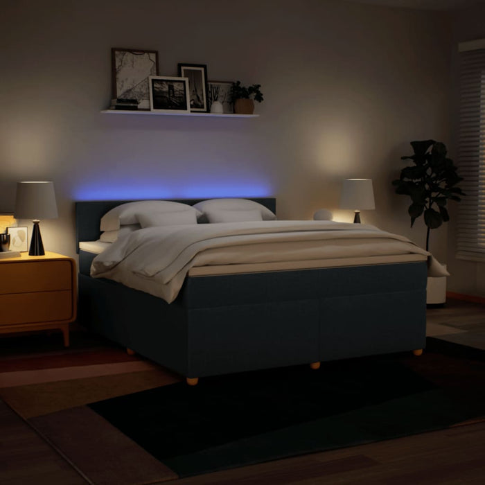 Pat box spring cu saltea, albastru, 180x200 cm, material textil - WALTI WALTI