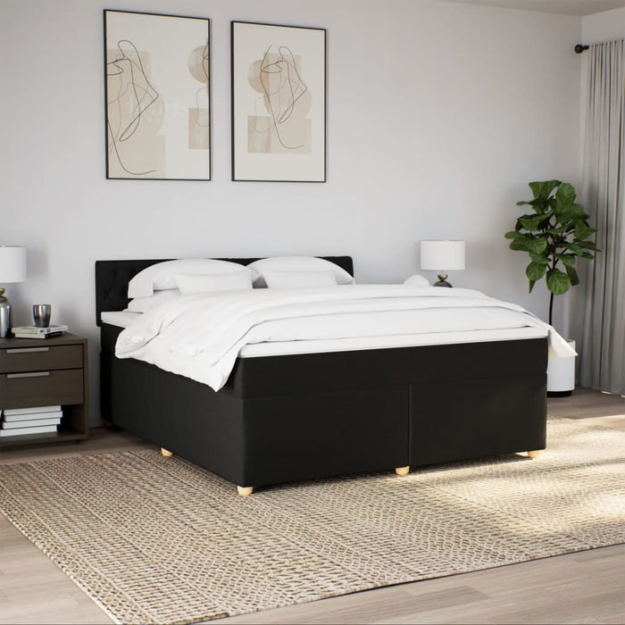 Pat box spring cu saltea, negru, 180x200 cm, catifea - WALTI WALTI