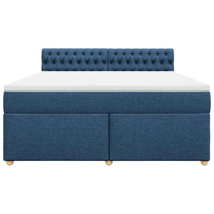 Pat box spring cu saltea, albastru, 180x200 cm, material textil - WALTI WALTI