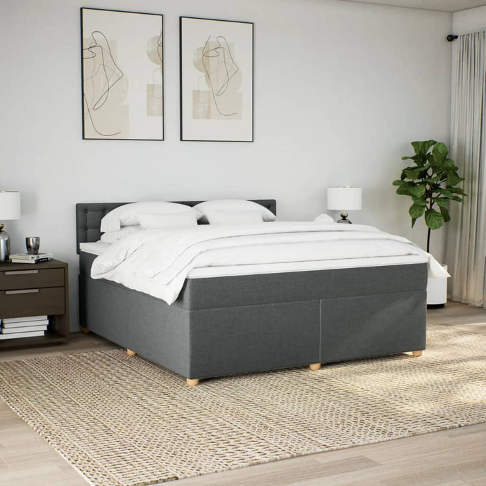 Pat box spring cu saltea, gri închis, 180x200 cm, textil - WALTI WALTI