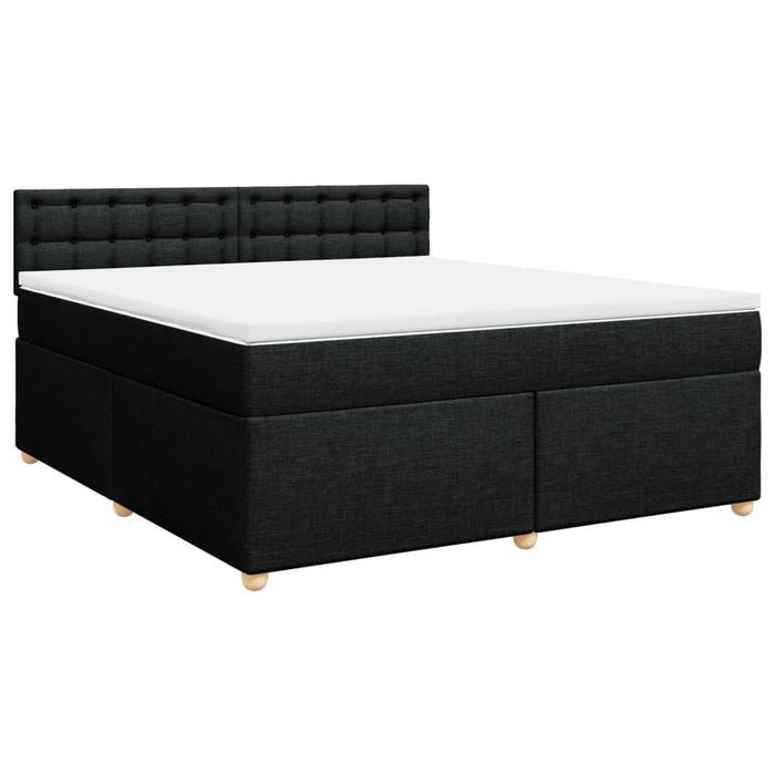 Pat box spring cu saltea, negru, 180x200 cm, catifea WALTI