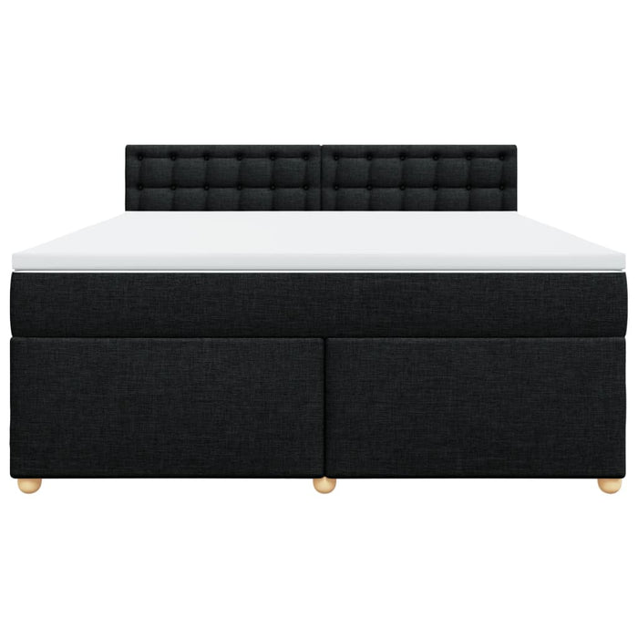 Pat box spring cu saltea, negru, 180x200 cm, catifea WALTI