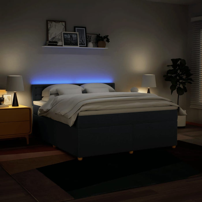 Pat box spring cu saltea, albastru, 180x200 cm, material textil - WALTI WALTI