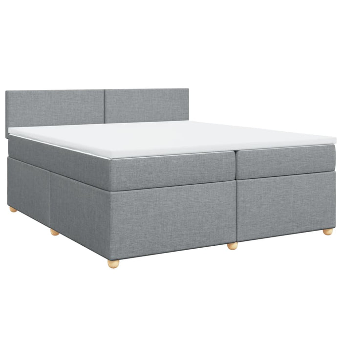 Pat box spring cu saltea, gri deschis, 200x200 cm, textil - WALTI WALTI