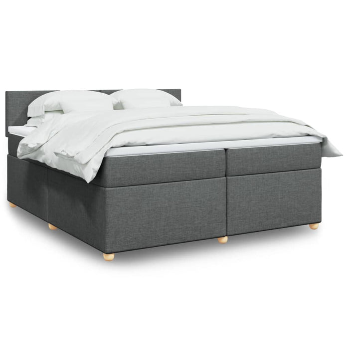 Pat box spring cu saltea, gri închis, 200x200 cm, textil - WALTI WALTI