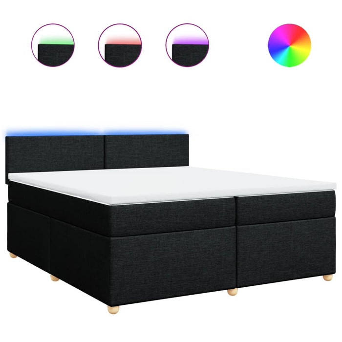 Pat box spring cu saltea, negru, 200x200 cm, textil - WALTI WALTI