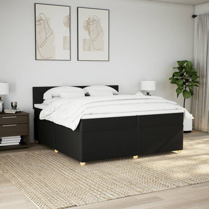 Pat box spring cu saltea, negru, 200x200 cm, textil - WALTI WALTI
