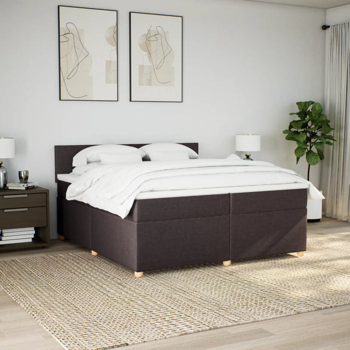 Pat box spring cu saltea, maro închis, 200x200 cm, textil - WALTI WALTI