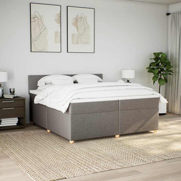 Pat box spring cu saltea, gri taupe, 200x200 cm, textil - WALTI WALTI