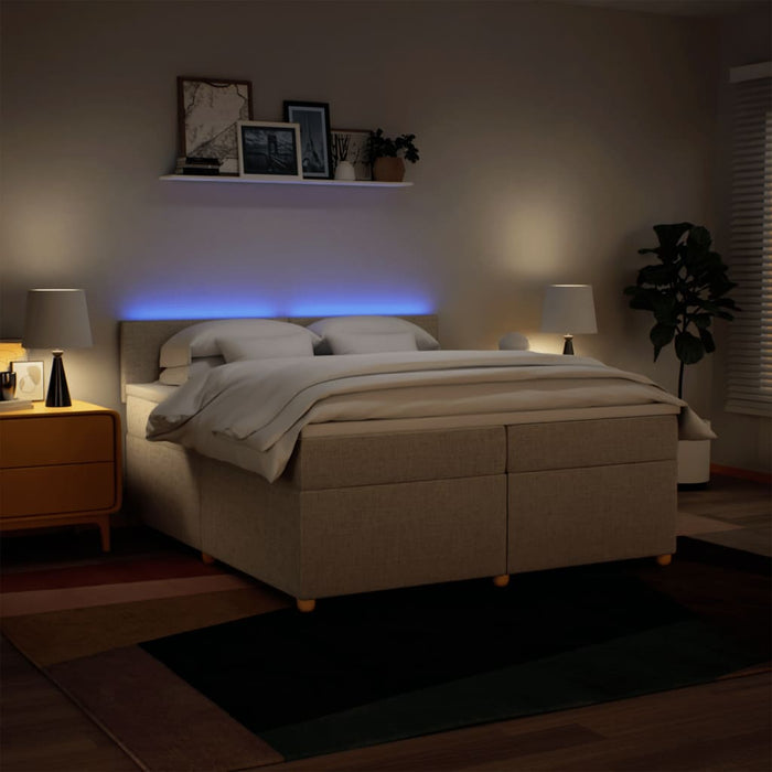 Pat box spring cu saltea, crem, 200x200 cm, textil - WALTI WALTI