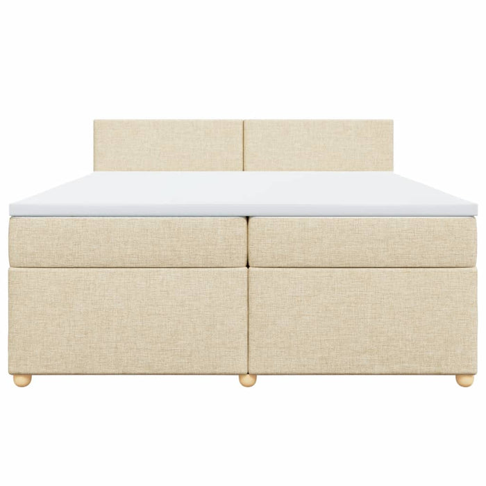 Pat box spring cu saltea, crem, 200x200 cm, textil - WALTI WALTI