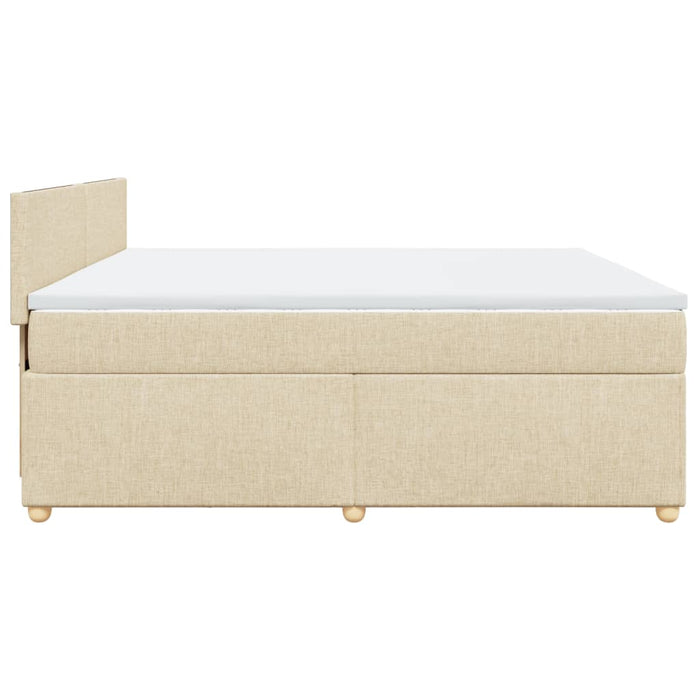 Pat box spring cu saltea, crem, 200x200 cm, textil - WALTI WALTI