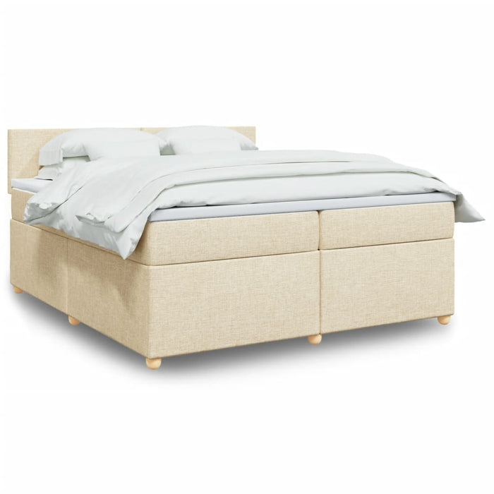 Pat box spring cu saltea, crem, 200x200 cm, textil - WALTI WALTI