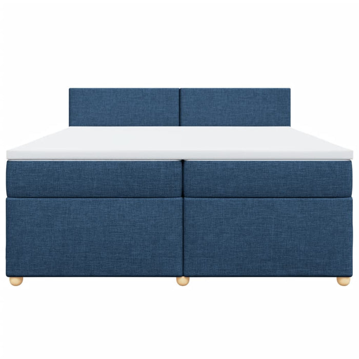 Pat box spring cu saltea, albastru, 200x200 cm, textil - WALTI WALTI