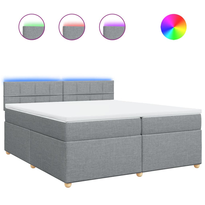 Pat box spring cu saltea, gri deschis, 200x200 cm, textil - WALTI WALTI