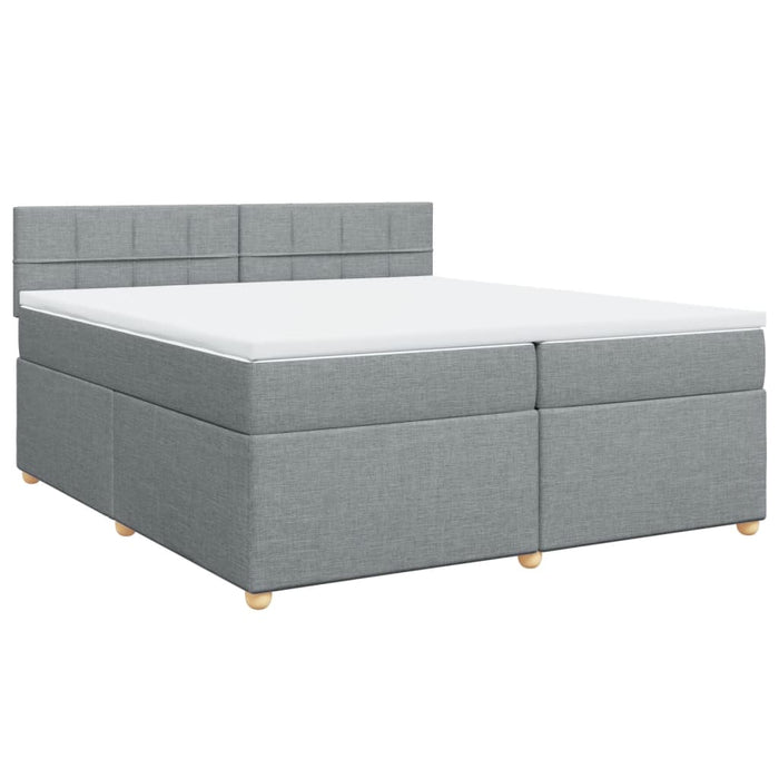 Pat box spring cu saltea, gri deschis, 200x200 cm, textil - WALTI WALTI