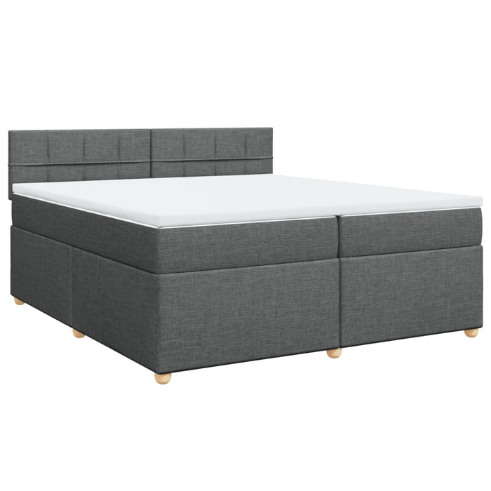 Pat box spring cu saltea, gri închis, 200x200 cm, textil - WALTI WALTI
