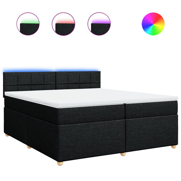 Pat box spring cu saltea, negru, 200x200 cm, textil - WALTI WALTI