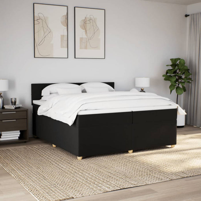 Pat box spring cu saltea, negru, 200x200 cm, textil - WALTI WALTI