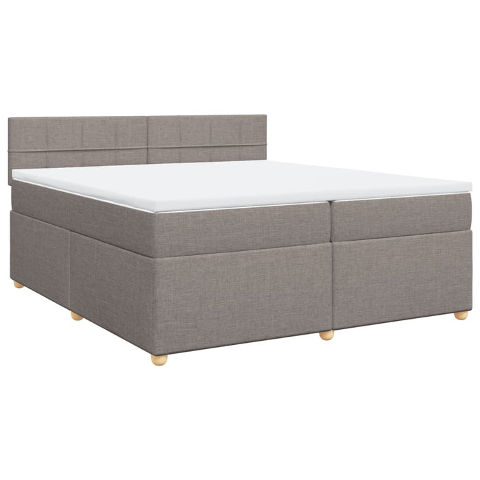 Pat box spring cu saltea, gri taupe, 200x200 cm, textil WALTI