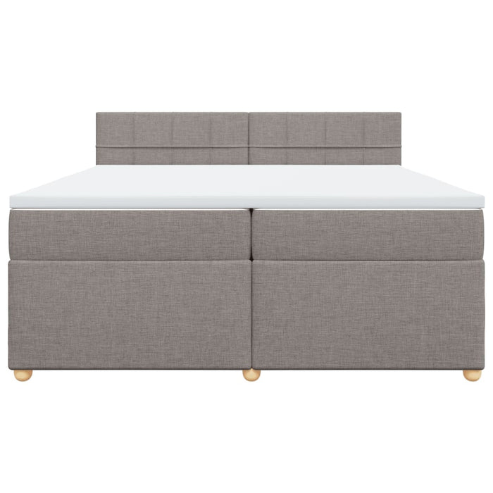 Pat box spring cu saltea, gri taupe, 200x200 cm, textil WALTI