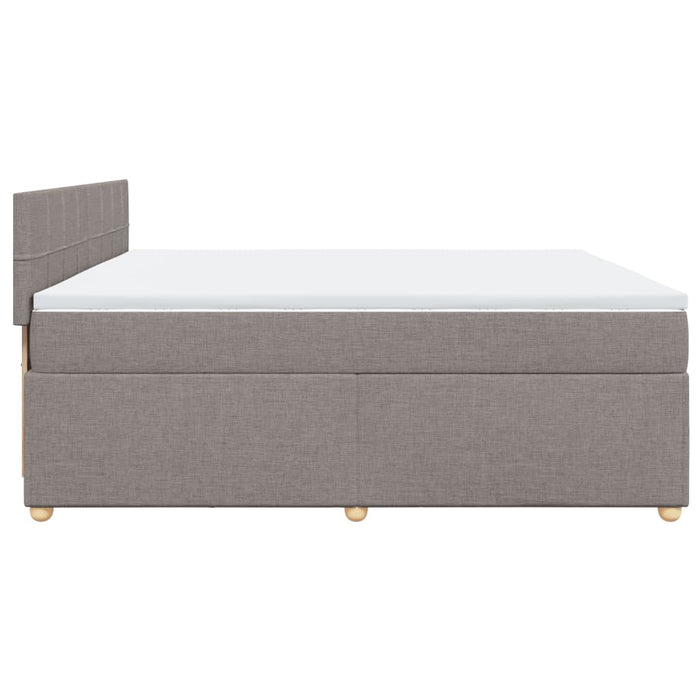 Pat box spring cu saltea, gri taupe, 200x200 cm, textil WALTI