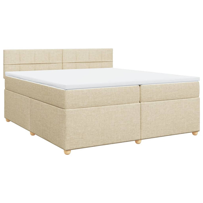 Pat box spring cu saltea, crem, 200x200 cm, textil - WALTI WALTI