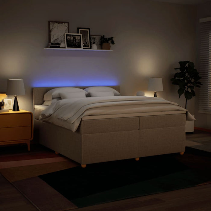 Pat box spring cu saltea, crem, 200x200 cm, textil - WALTI WALTI