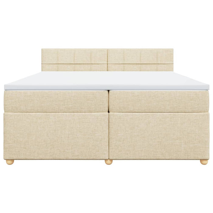 Pat box spring cu saltea, crem, 200x200 cm, textil - WALTI WALTI