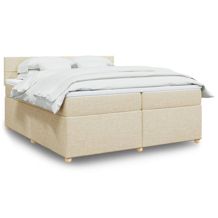 Pat box spring cu saltea, crem, 200x200 cm, textil - WALTI WALTI