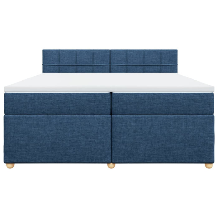 Pat box spring cu saltea, albastru, 200x200 cm, textil - WALTI WALTI