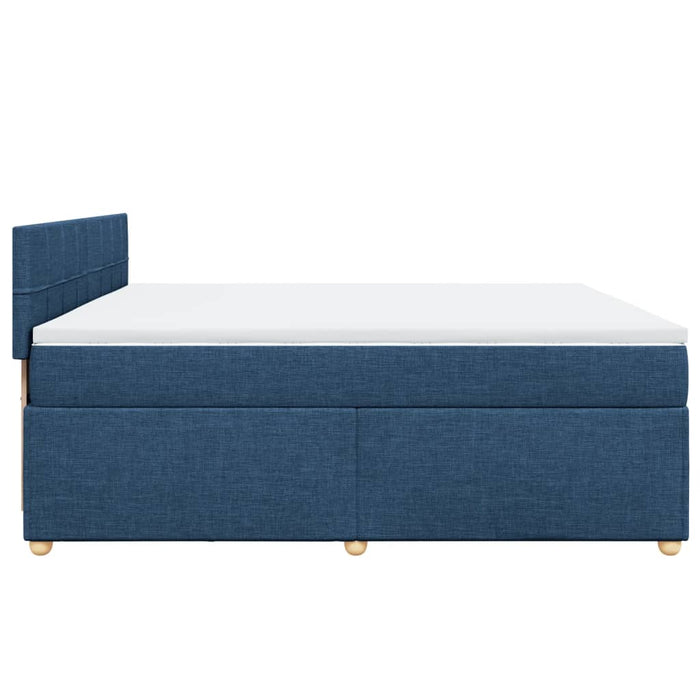 Pat box spring cu saltea, albastru, 200x200 cm, textil - WALTI WALTI