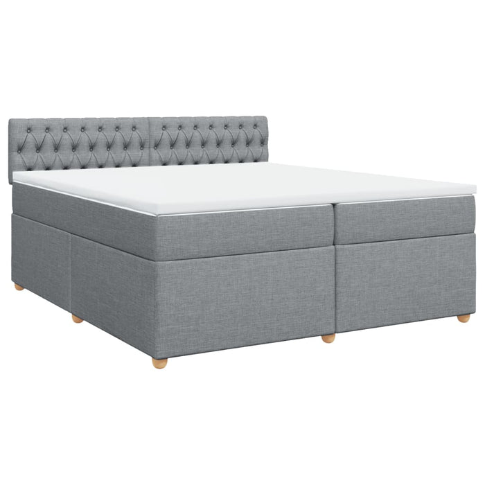 Pat box spring cu saltea, gri deschis, 200x200 cm, textil - WALTI WALTI