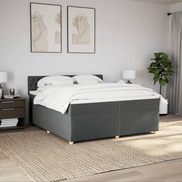 Pat box spring cu saltea, gri închis, 200x200 cm, textil - WALTI WALTI