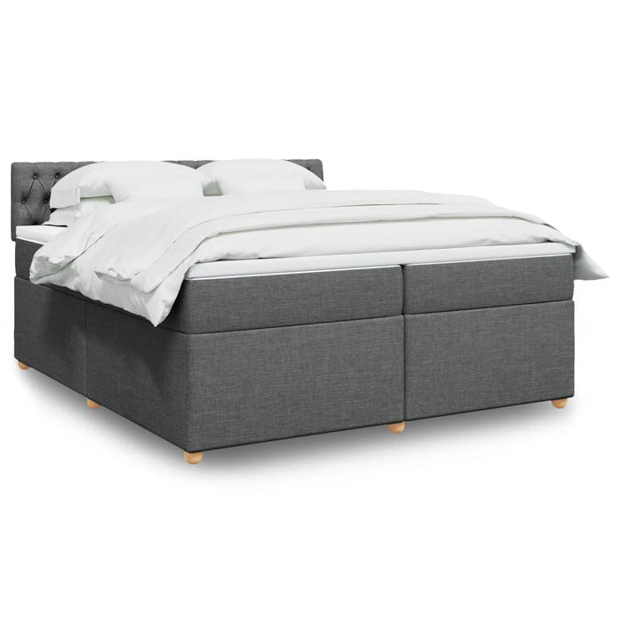 Pat box spring cu saltea, gri închis, 200x200 cm, textil - WALTI WALTI