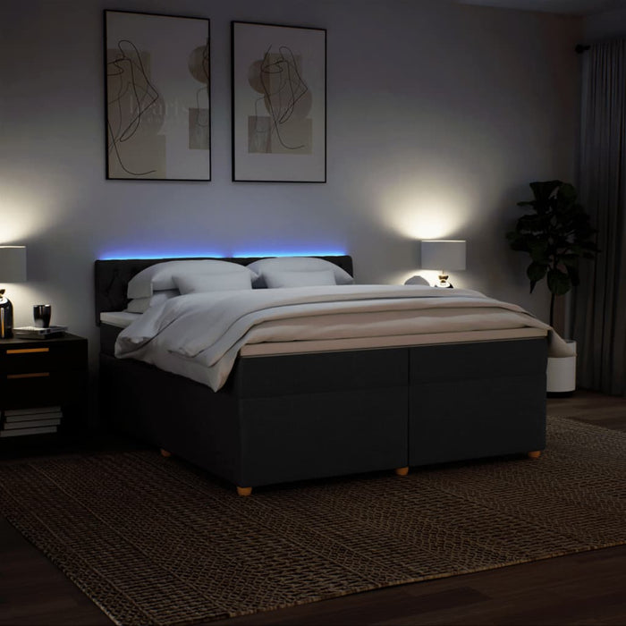 Pat box spring cu saltea, negru, 200x200 cm, textil - WALTI WALTI