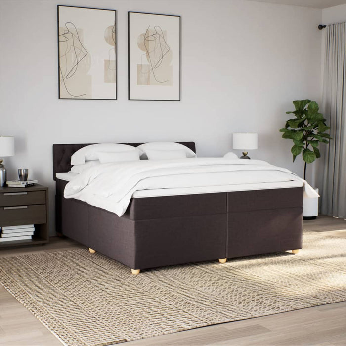 Pat box spring cu saltea, maro închis, 200x200 cm, textil - WALTI WALTI