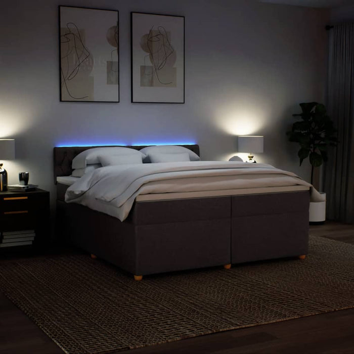 Pat box spring cu saltea, maro închis, 200x200 cm, textil - WALTI WALTI