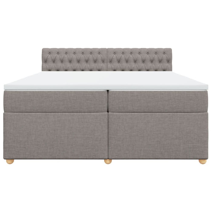Pat box spring cu saltea, gri taupe, 200x200 cm, textil WALTI