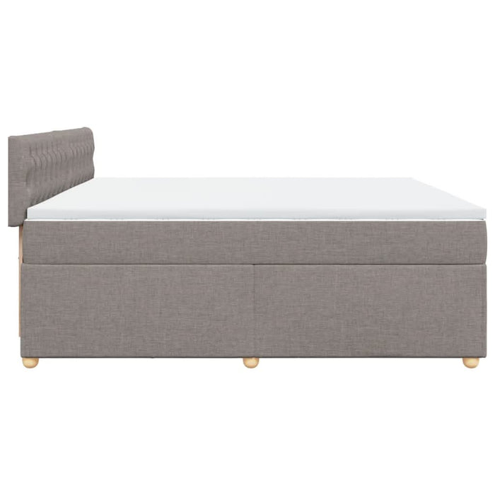 Pat box spring cu saltea, gri taupe, 200x200 cm, textil WALTI
