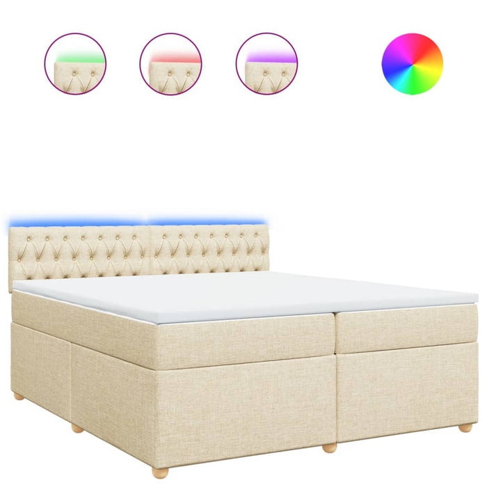 Pat box spring cu saltea, crem, 200x200 cm, textil - WALTI WALTI