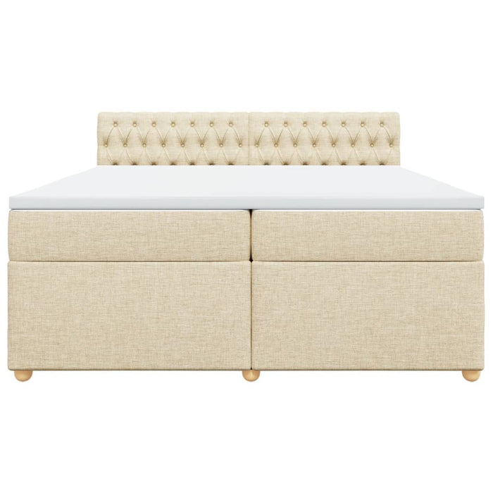 Pat box spring cu saltea, crem, 200x200 cm, textil - WALTI WALTI