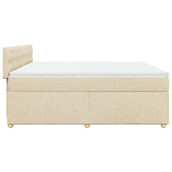 Pat box spring cu saltea, crem, 200x200 cm, textil - WALTI WALTI