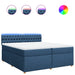 Pat box spring cu saltea, albastru, 200x200 cm, textil - WALTI WALTI