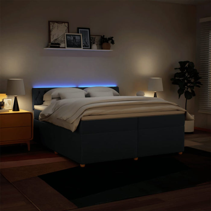 Pat box spring cu saltea, albastru, 200x200 cm, textil - WALTI WALTI