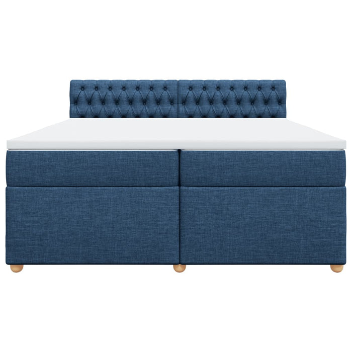 Pat box spring cu saltea, albastru, 200x200 cm, textil - WALTI WALTI