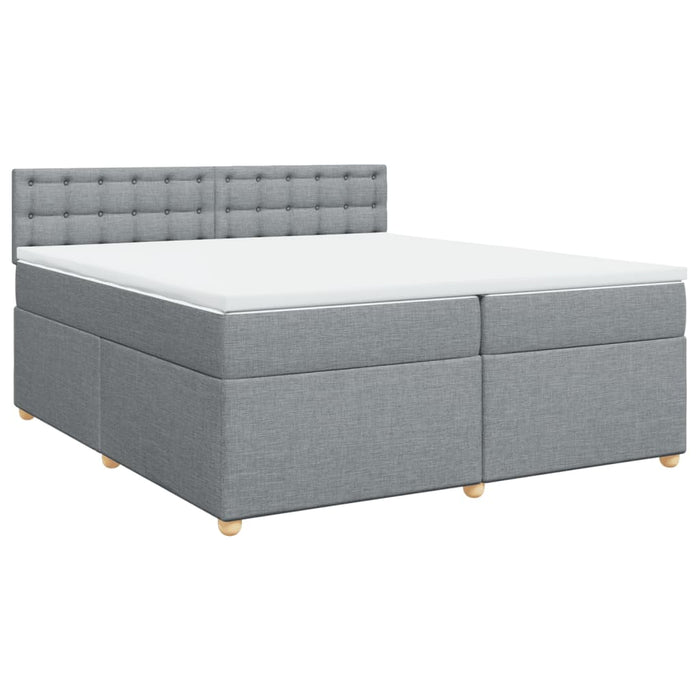 Pat box spring cu saltea, gri deschis, 200x200 cm, textil - WALTI WALTI
