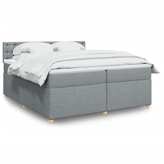 Pat box spring cu saltea, gri deschis, 200x200 cm, textil - WALTI WALTI