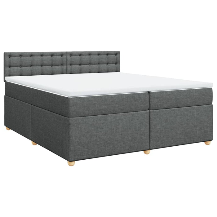 Pat box spring cu saltea, gri închis, 200x200 cm, textil - WALTI WALTI