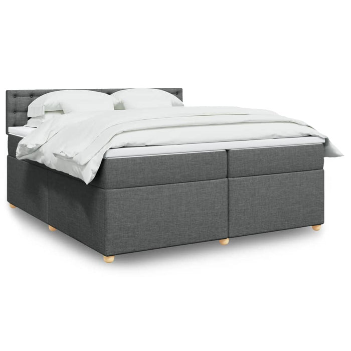 Pat box spring cu saltea, gri închis, 200x200 cm, textil - WALTI WALTI